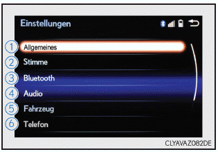 Lexus CT. Einstellungen (Lexus-Display-Audiosystem)