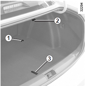 Renault Fluence. Ablagefächer, Ausrüstung Gepäckraum
