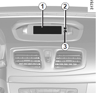 Renault Fluence. Uhrzeit und Außentemperatur