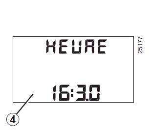 Renault Fluence. Einstellung der Uhrzeit auf dem Display A