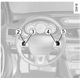 Renault Fluence. Aktivieren des Tempomats (Regler-Funktion)