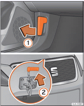 Seat Toledo. Abb. 9 Motorraumklappe entriegeln.