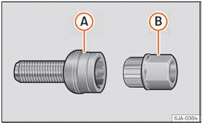 Seat Toledo. Abb. 62 Sicherheitsradschraube mit Adapter