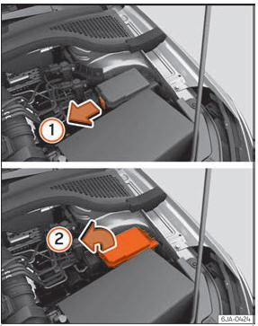 Seat Toledo. Abb. 87 Im Motorraum: Abdeckung des Sicherungskastens