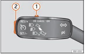 Seat Toledo. Abb. 222 Blinker- und Fernlichthebel: 