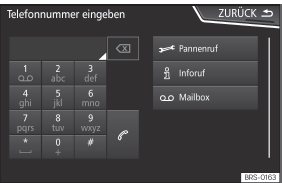 Seat Toledo. Abb. 209 Menü Telefonnummer eingeben.