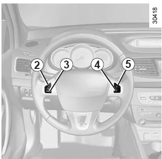 Renault Fluence. Aktivieren des Tempomats (Regler-Funktion)